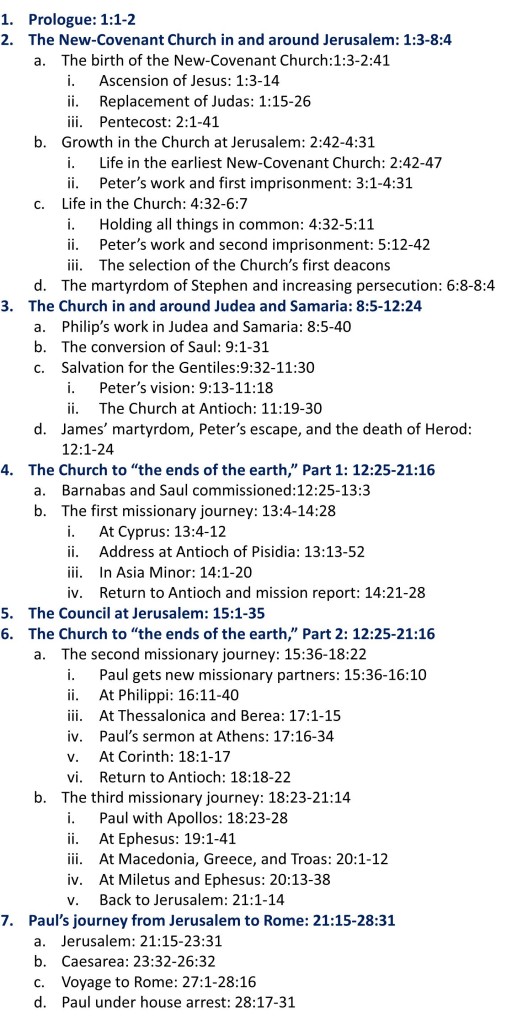 Lesson 1, Outline for Acts