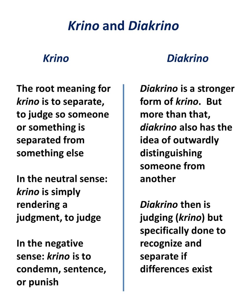 Lesson 20, Krino and Diakrino