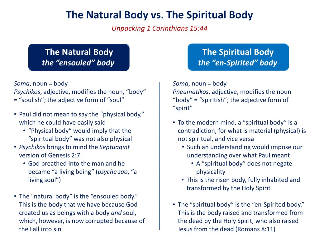 Lesson 26, Natural Body versus Spiritual Body