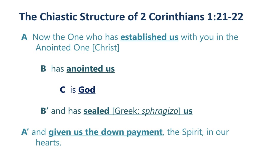 Lesson 3, The Chiastic Structure of 2 Corinthians 1.21-22