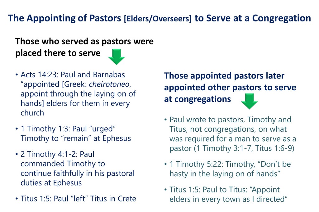 Lesson 1, The Appointing of Pastors to Serve at a Congregation
