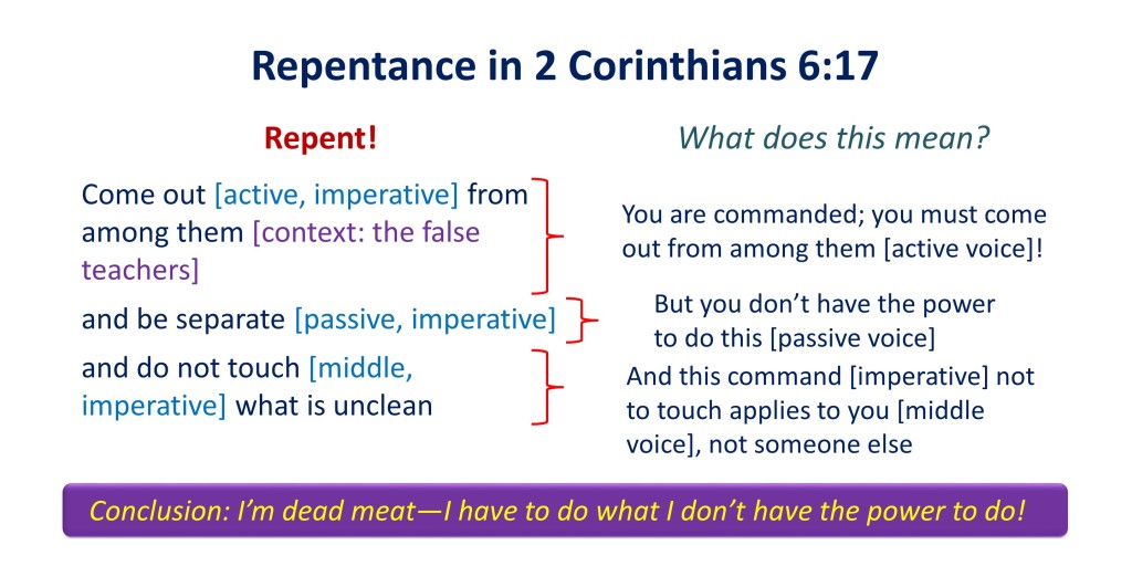 Lesson 10, Repentance in 2 Cor 6.17