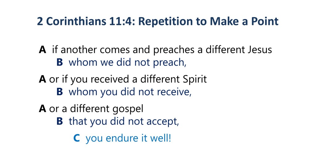 Lesson 17, 2 corinthians 11.4, Repetition to Make a Point