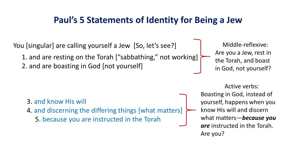 Lesson 5, Pauls 5 Statements of Identity for being a Jew