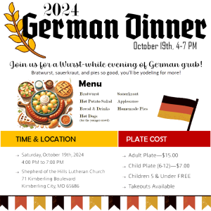 2024 German Dinner Menu and Pricing